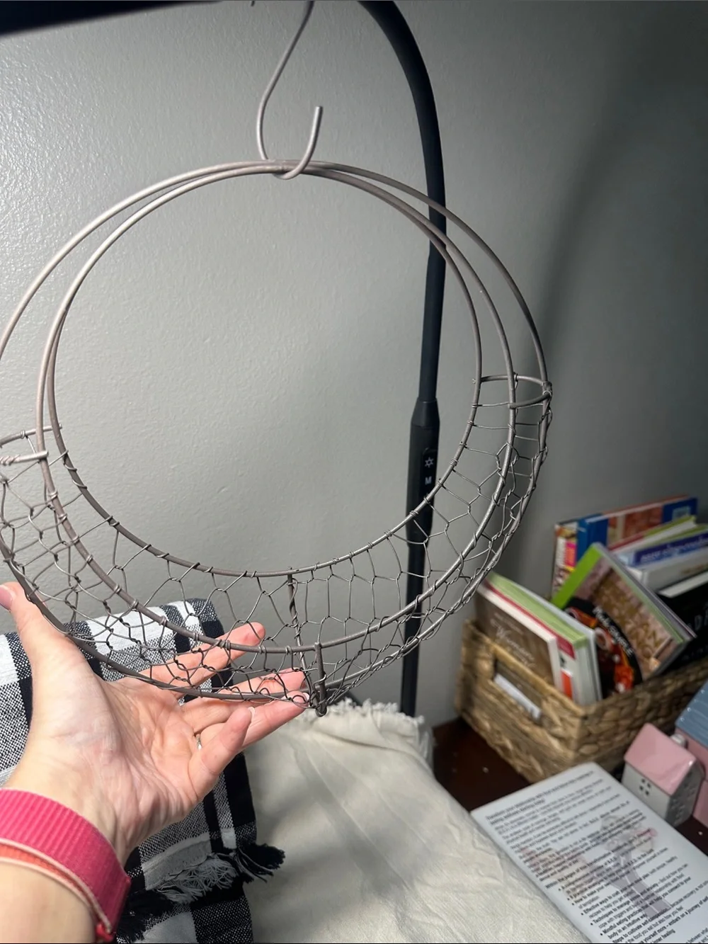 Decorative Wire Hoop Wall Hanging basket in Dark Brown NWT